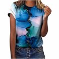 thumbnail image 1 of Jersey de cuello redondo de verano para mujer, camisa informal estampada, blusa superior de fondo Pompotops  hfajkhk138755, 1 of 9