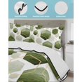 thumbnail image 4 of Sage Green Marble Summer Quilt Set Twin Size,Soft Microfiber Quilted Bedding Set with 2 Pillow Shams,Gold White Geometric Hexagon Modern Lightweight All Season Bedspread Coverlet for Bedroom 68"x86", 4 of 6
