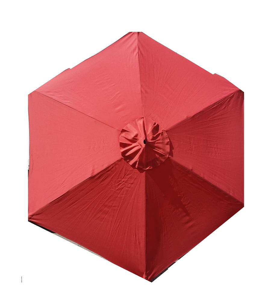 Sun-Ray 9' Solar Lighted Market Patio Umbrella, Burnt Ochre by Sun-Ray