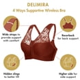 thumbnail image 3 of DELIMIRA Women's Front Closure Bras Racerback No Underwire Plus Size Full Coverage Lace Bra, 3 of 5