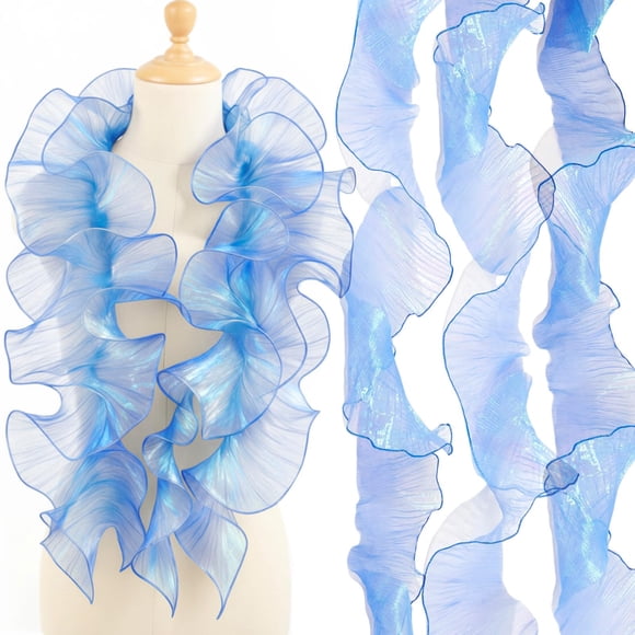 Cinta Ganeen 29 m Organza Iridiscente Plisada con Volantes 15 cm
