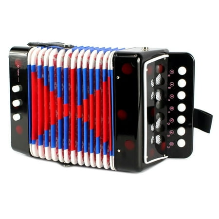 - Mini Musician Pro Toy Accordion Children's Instrument w/ 7 Treble Keys, 3 Air Valves, Hand Strap (Black)