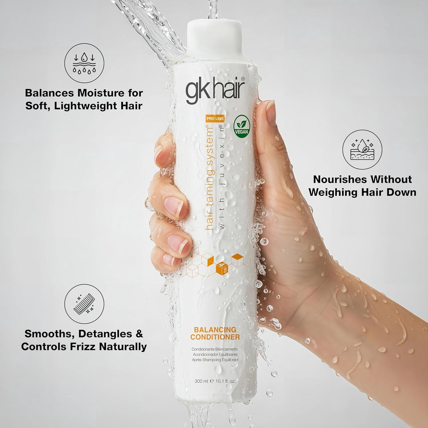 GK HAIR Global Keratin Balancing Conditioner (10.1 Fl Oz/300ml) For Oily & Color Treated Hair Daily Use After Shampoo Conditioning Deep Cleanser & Impurities Remover Restores pH Levels