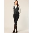 thumbnail image 3 of Chaleco de mezclilla para mujer con cuello en V y botones sin mangas, informal, chaqueta vaquera Negro M, 3 of 6
