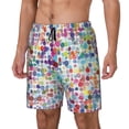 thumbnail image 1 of Balery Colorful Watercolor Dots Bañador para hombre, shorts de playa de secado rápido con entrepierna y forro de compresión-Small, 1 of 6