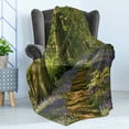 thumbnail image 4 of Woodland Soft Flannel Fleece Throw Blanket, Carpet of Bluebells Spreads Through Woodland in Staffordshire England, Cozy Plush for Indoor and Outdoor Use, 50" x 60", Green Purple Brown, by Ambesonne, 4 of 5