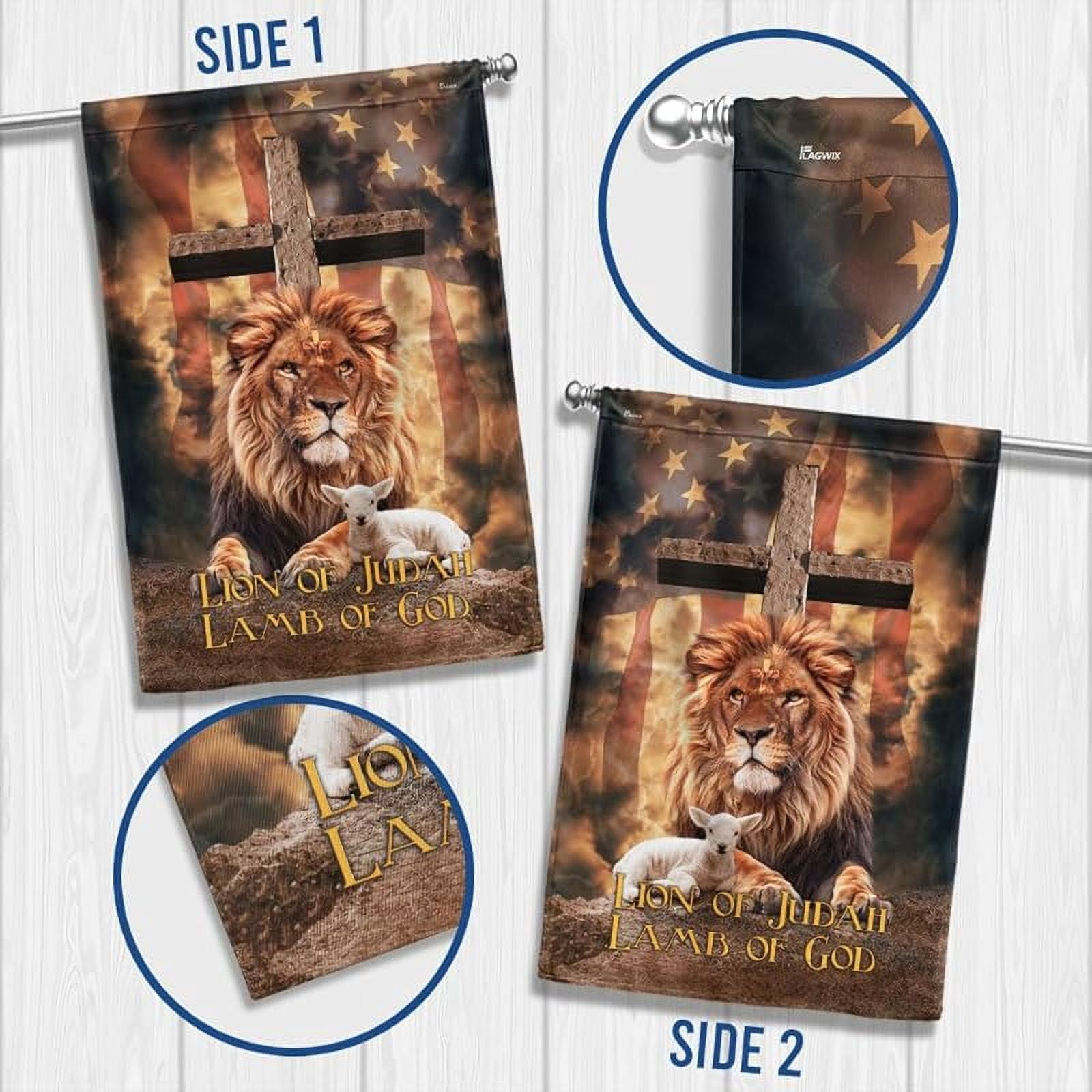 American Flag-Lion Of Judah Lamb Of God Cross v1 Flag, House Flag-USA Flags Premium Polyester-Decorative Indoor Outdoor Flag