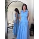 thumbnail image 1 of Vestido largo elegante 3d con flores plisado liso para mujer, vestido elegante con cuello en V, manga corta, cordón, batas con cordones, ropa de calle de verano para mujer, 1 of 5