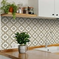 thumbnail image 2 of Mi Alma Removable Vinyl Floral Brown Backsplash Tile Stickers, 24pcs, 2 of 11