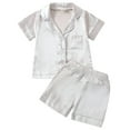 thumbnail image 1 of Toddler Baby Kids Satin Pajamas Set  Long Sleeve Button-Down Sleepwear PJs for Girls, 1 of 6