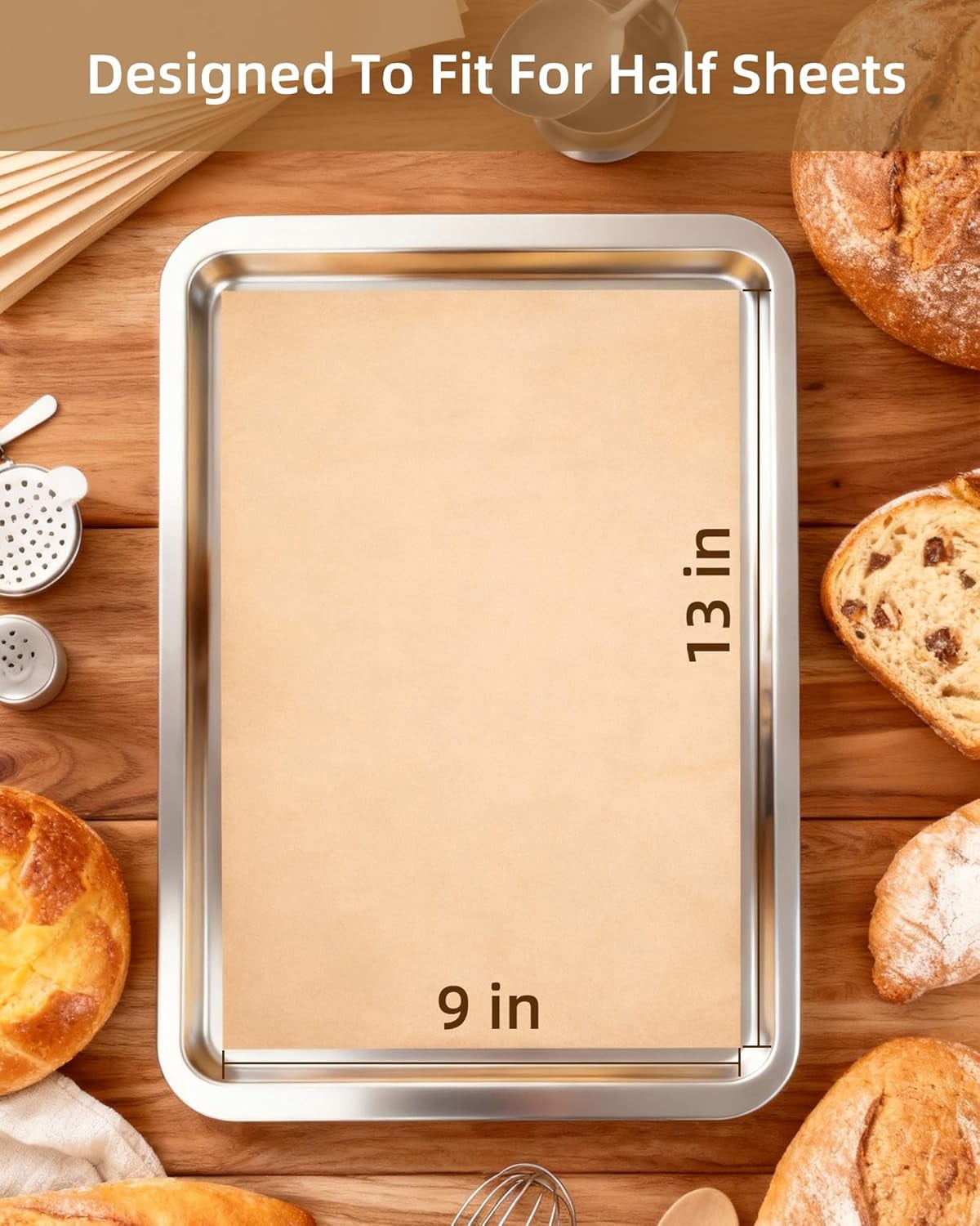 220 Count Unbleached Parchment Paper Sheets, 9x13 Inch Precut Baking Paper for Quarter Sheet Pan, Non-Stick & Greaseproof, Heat Resistant 450°F for Toaster Oven, Air Fryer