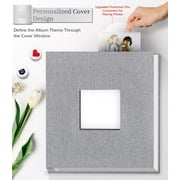 Photo Album Self Adhesive Scrapbook Album for 3x5 4x6 5x7 8x10 Pictures,40 Pages Linen Cover with Display Window DIY Photo Book,Ideal Gifts for Family Travel Wedding Baby