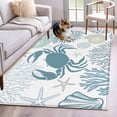 thumbnail image 2 of Summer Area&nbsp;Rug 4x6ft Teal Green Crab Coral Seashell Nautical Coastal Ocean Non-Slip&nbsp;Washable Square&nbsp;Rugs Soft Felt Indoor Floor Mat for Bedroom Kitchen Living Room Bathroom, 2 of 9