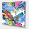thumbnail image 3 of Designart ' Bird Feather In Pink and Blue ' Traditional Canvas Wall Art Print, 3 of 4