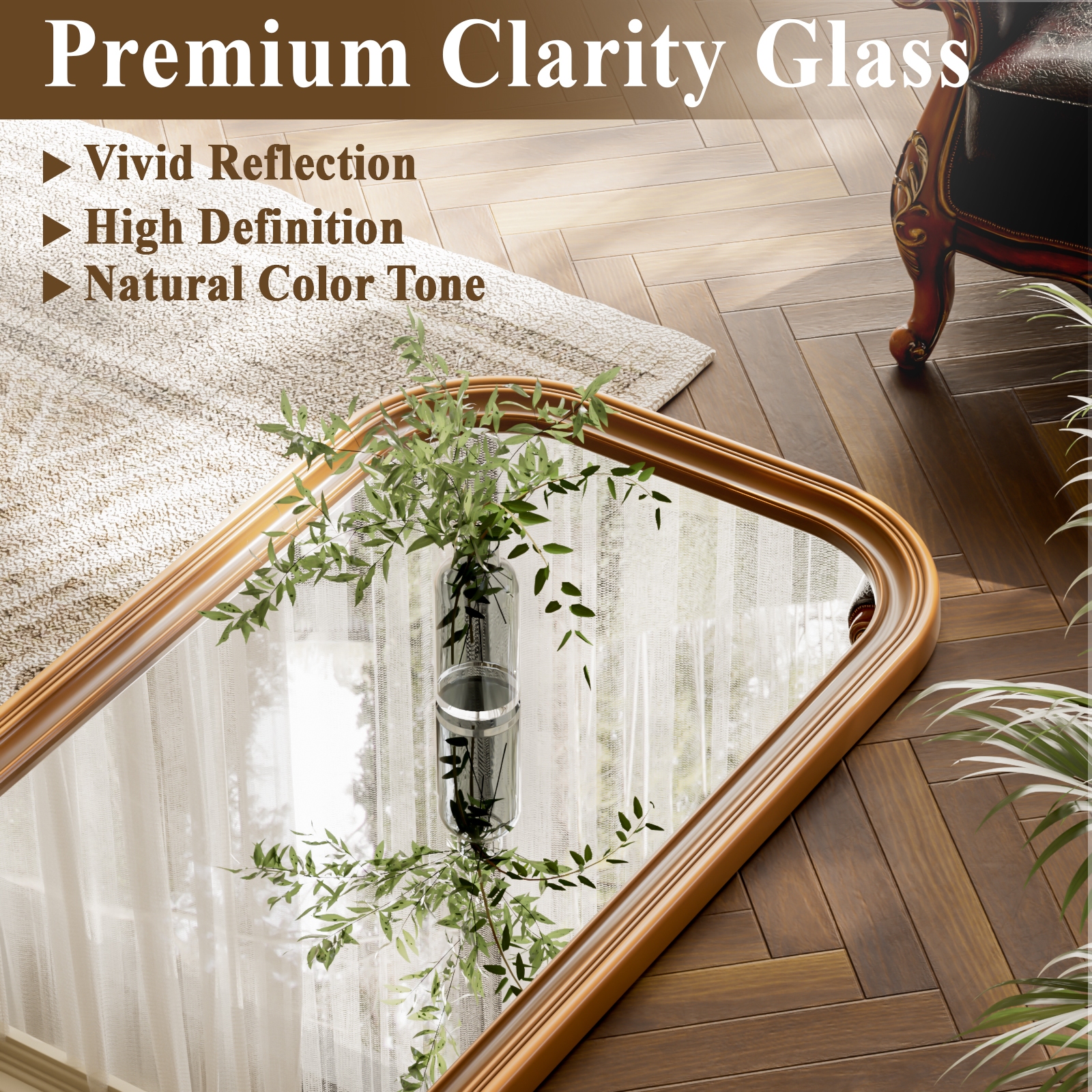 VORENTA 69"x28.5" Arched Full Length Mirror Vintage Floor Mirror, Antique Gold