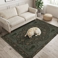 thumbnail image 2 of Area Rugs 4'x6'. Green Black Boho Carpet Runner Indoor Outdoor Rugs Home Decor Aesthetic, Retro Ethnic Tribe Abstract Art Non Slip Mats Washable Accent Rug for Living Room Bedroom, 2 of 8