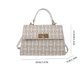 thumbnail image 2 of Bolso clásico a cuadros para mujer, Bolso de hombro de lana, Bolso cuadrado, Bolso de mano (blanco), 2 of 3
