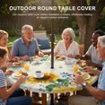 thumbnail image 3 of Round Outdoor Tablecloth with Umbrella Hole and Zipper, Sunflowers Tablecloth with Elastic Waterproof, Floral Green Leaves Bees Watercolor Patio Table Covers for 36" - 44" Picnic Pool Tables, 3 of 9