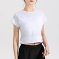 thumbnail image 4 of Women Mesh Splicing Sports T-shirt Cropped Short Sleeve Breathable Running, 4 of 8