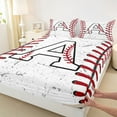 thumbnail image 3 of Manfei Letter A Monogrammed Twin Sheet Sets,Baseball Game Lover Twin Fitted Sheet,White Red Flat Sheet For Boys,Microfiber Room Decorative,3pcs, 3 of 7