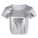 thumbnail image 2 of Gibobby Playera de Manga Corta con Cuello Redondo Camiseta manga corta con cuello redondo y botones sexy para mujer(Plata de plata,G), 2 of 4
