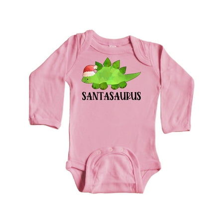 

Inktastic Santasaurus Cute Christmas Dinosaur in Red Hat Gift Baby Boy or Baby Girl Long Sleeve Bodysuit