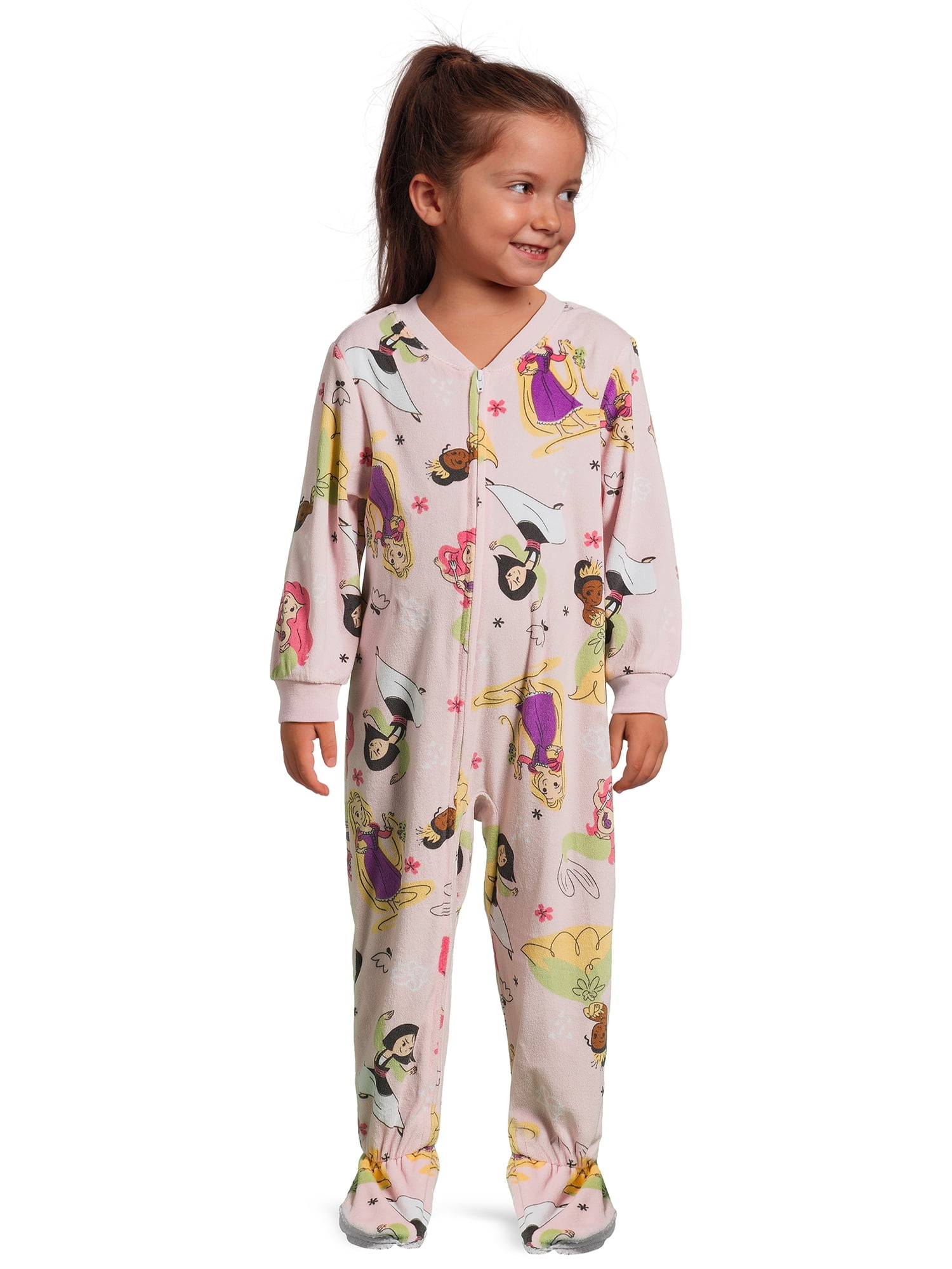 Disney Princess Toddler Girls One Piece Sleeper Pajamas, Sizes 12M-5T