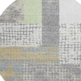 thumbnail image 3 of HomeRoots 674937 8 ft. Gray Gold & Mint Green Geometric Washable Round Area Rug with UV Protection, 3 of 9