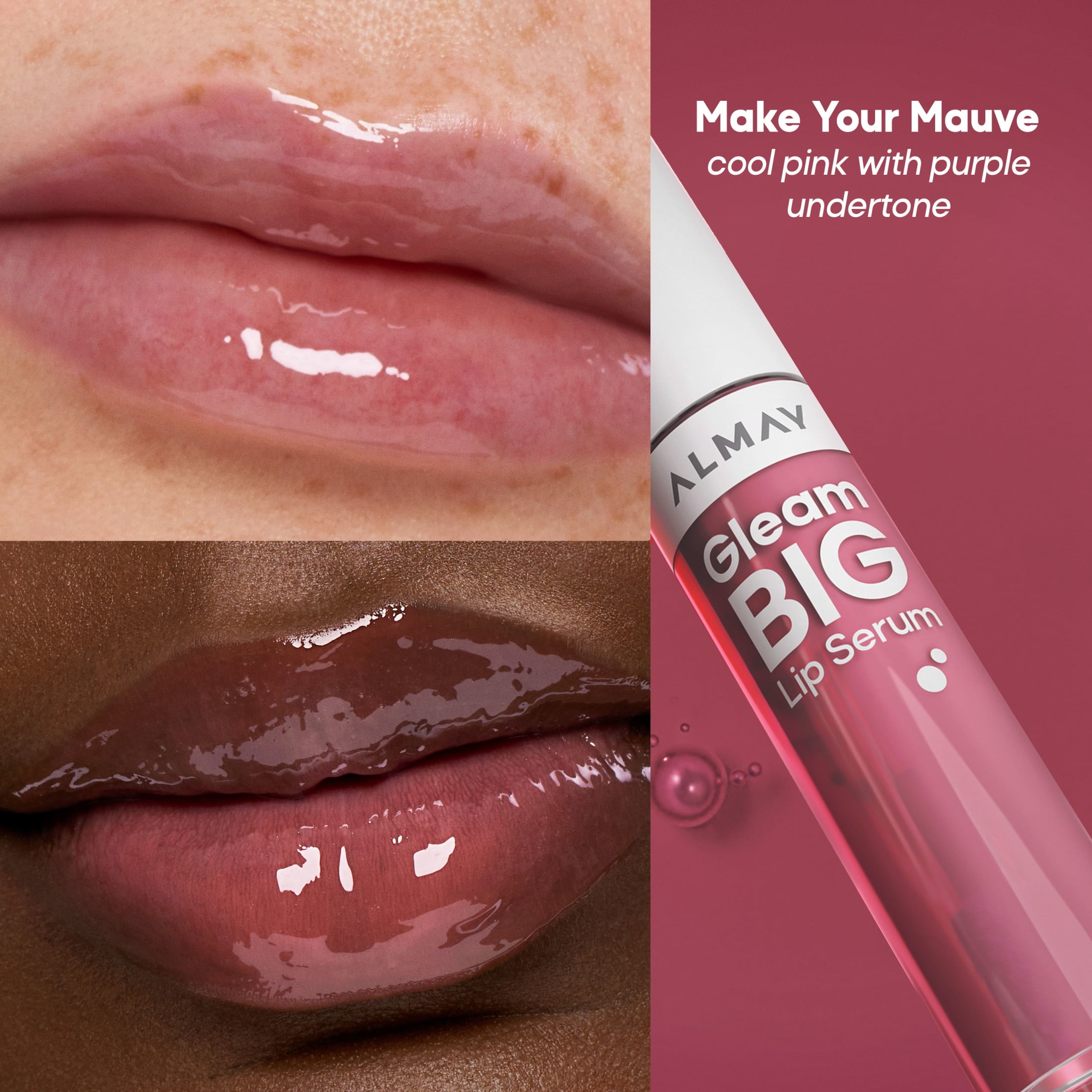 Almay Gleam Big™ Lip Serum, Hydrating Oil, High-Shine, Hypoallergenic, Non-Sticky, 300 Make Your Mauve, 0.13 fl oz