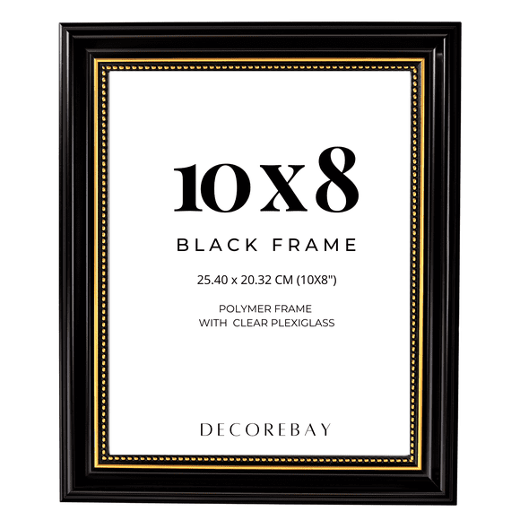 Decorebay Home 10x8 Inch (25x20 cm) Polymer Single Photo Display Black Frame