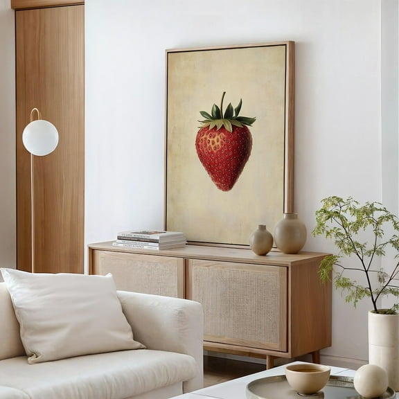 Vintage Strawberry, Botanical Fruit Print, Rustic Kitchen Decor, Farmhouse Strawberry Illustration, Retro Food Art Wall Art, Modern Wall Decor, 8x12 UNFRAMED
