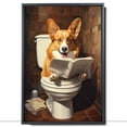 thumbnail image 2 of Pembroke Welsh Corgi Dog Canvas Wall Art for Bedroom Living Room Home Decor,Funny Dog Canvas Sitting on The Toilet Animal Pattern Office Artworks, modern wall decor, Ready to Hang, 2 of 6