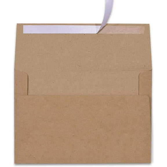 100 Pack A7 Brown Kraft Paper Invitation 5 x 7 Envelopes - Quick Self Seal For 5x7 Cards| Perfect for Weddings, Invitations, Baby Shower| Stationery For General, Office | 5.25 x 7.25 Inches