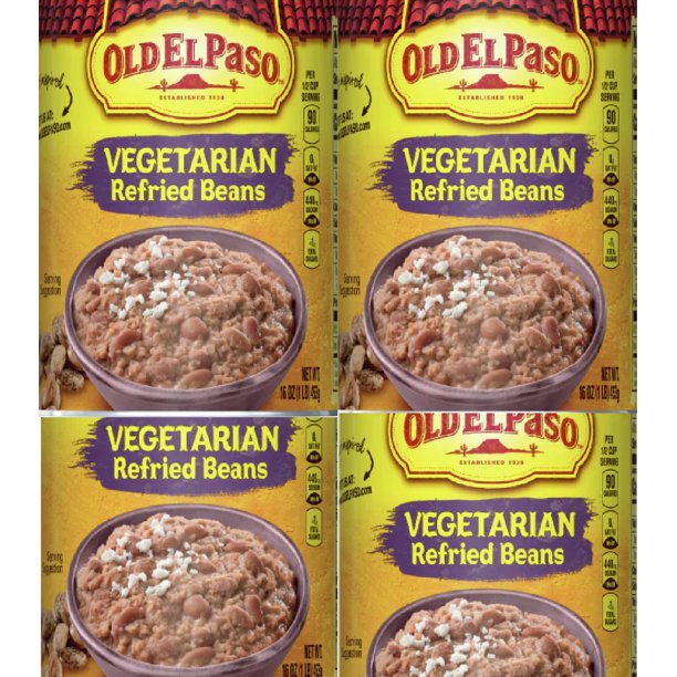 Old El Paso Vegetarian Refried Beans 16oz pack of 4