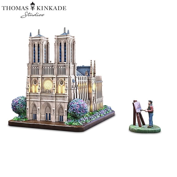 The Bradford Exchange Thomas Kinkade Studios Notre-Dame De Paris Lighted Musical Sculpture Handcrafted and Hand-painted with Iconic Bell Sounds 7-inches
