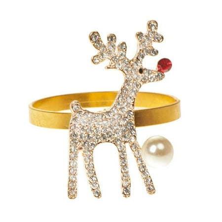 

SUPERHOMUSE 1Pc 43mm Christmas Napkin Rings Stainless Steel Metal Towel Rings Glittering Napkin Holder Xmas New Party Party Dinner Table Decor