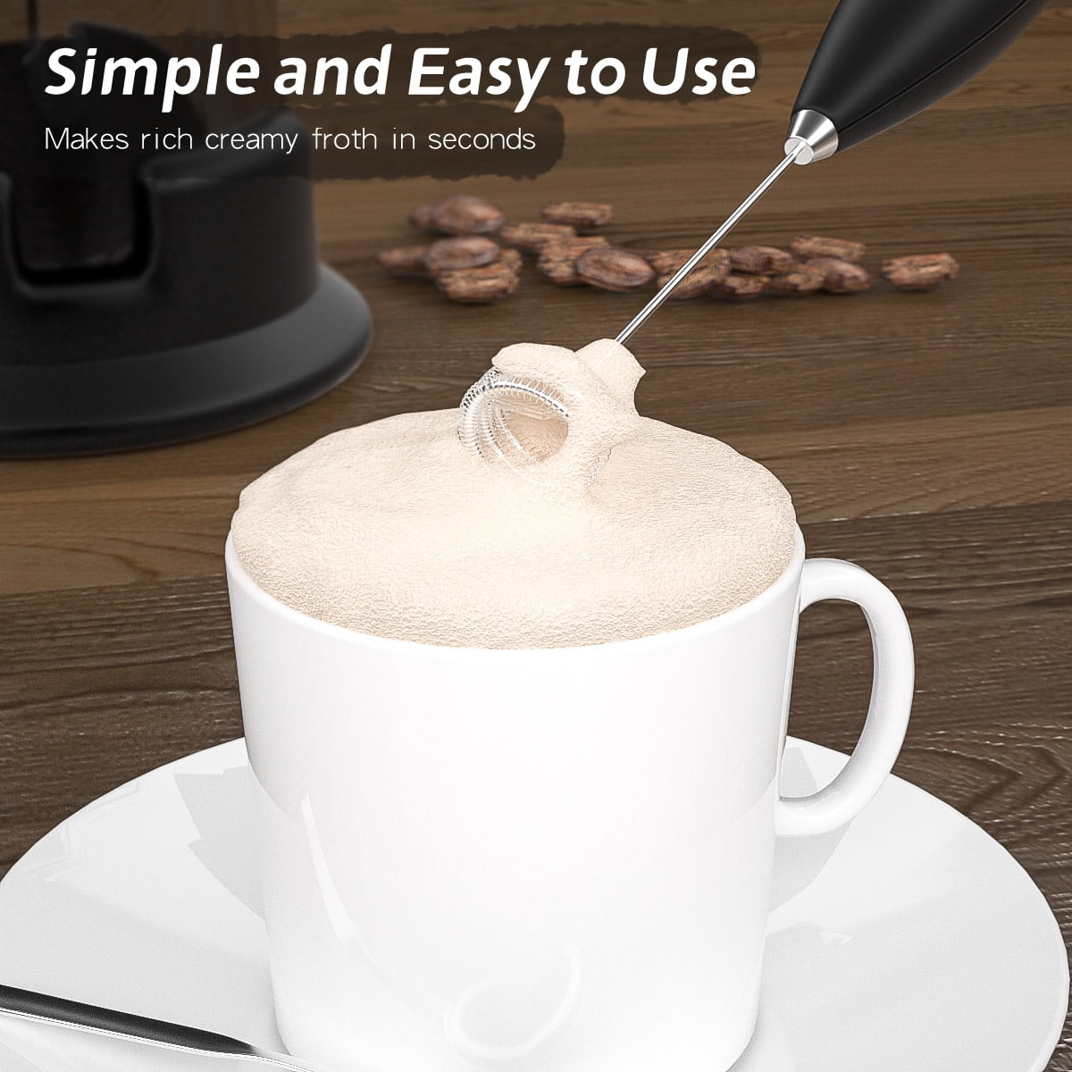 Coffee Beater,2 in 1 Electric Coffee mixer and eggbeater, handheld  rechargeable coffee beater, powerful milk frother, Portable coffee mixer,  eggbeater hand mixer, electric blender with two detachable whisks by EC mart