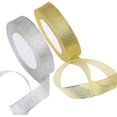 thumbnail image 1 of Cintas de organza para Navidad y Acción de Gracias JAMW 2 cm * 22 m 2 piezas oro plata Sencillez, 1 of 5