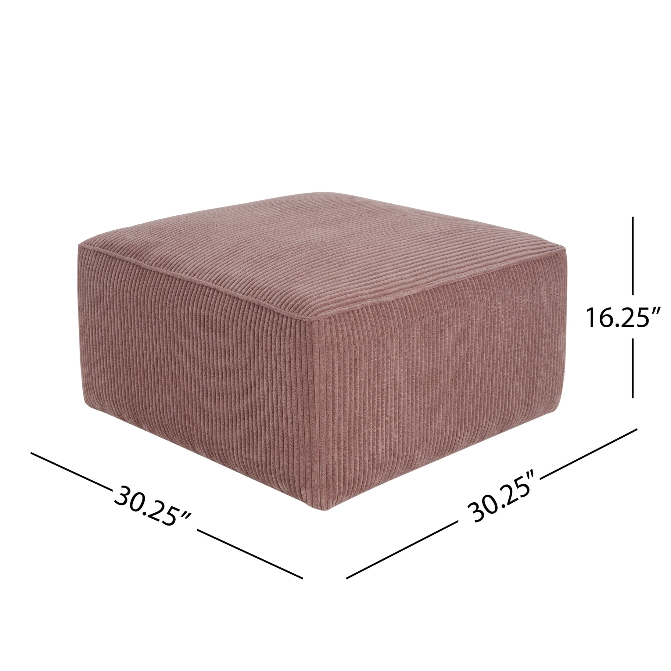 Christopher Knight Home 30.25" Corduroy Upholstered Sectional Ottoman, Wood Frame, Pink