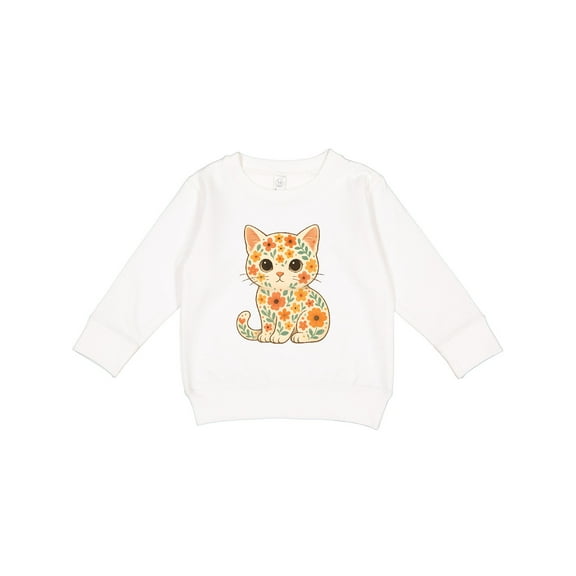 Inktastic Retro Kitty Cat Flowered Toddler Sweatshirt