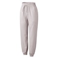 thumbnail image 3 of Pantalones de Lino de algodón Gibobby casuales cómodos sólidos con cintura elástica para mujer con bolsillos (Khaki, L), 3 of 5