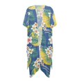 thumbnail image 2 of SCRAWLGOD Plumeria Print Womens Swimsuit Coverup Monstera Palm Leaf Print Casual Long Bathing Suit Cover Up Lightweight Soft Beach Cover Up for Beach Party, 2 of 6