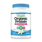 Organic Plant Based Protein + Superfoods Powder, Vanilla Bean - Vegan, Non Dairy, Lactose Free, No Sugar Added, Gluten Free, Soy Free, Non-GMO, 2.02 lb
