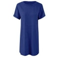 thumbnail image 1 of Robe T-Shirt à Manches Courtes Irrégulière Couleur Unie pour Femmes - Polyester, Spandex, Coton, Adaptée à Diverses Occasions, 1 of 3