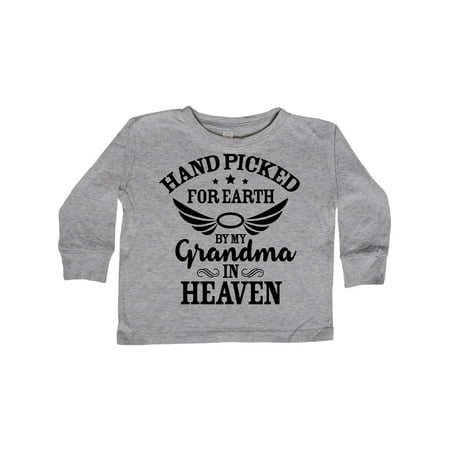 

Inktastic Handpicked for Earth By My Grandma in Heaven Angel Wings Gift Toddler Boy or Toddler Girl Long Sleeve T-Shirt