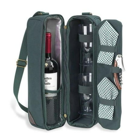 Picnic at Ascot 133-BLK Classic-Sunset Deluxe Wine Carrier for 2 Black Gingham