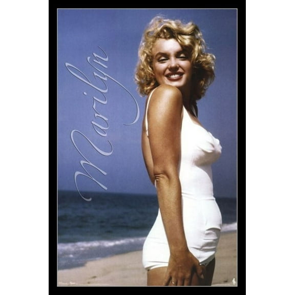 Marilyn Monroe - Beach Pose Laminated & Framed Poster Print (24 x 36)