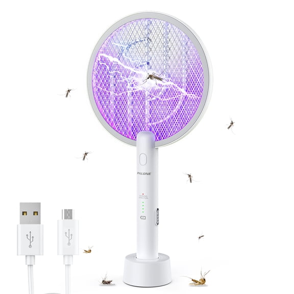 PALONE 2 in 1 Bug Zapper Racket, 3000V Electric Fly Swatter Racket 3 Layers Mosquito Killer Lamp Indoor Fly Zapper Without Waving Hands for Kitchen, Home, Garden and Outdoors
