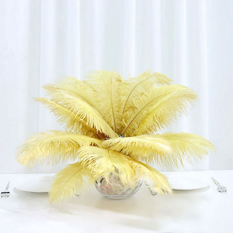 20 Feathers- Golden Yellow Mini Spads Ostrich Wing Mardi Gras Centerpiece  12-18