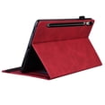 thumbnail image 6 of SaniMore Business Case for Samsung Galaxy Tab S9/Tab S7/Tab S8/Tab S7 (Model SM-X700/X710/X706/T870), PU Leather Shockproof TPU Card Holder Hand Rope Anti-slip Strip Protective Wallet Cover, Red, 6 of 8